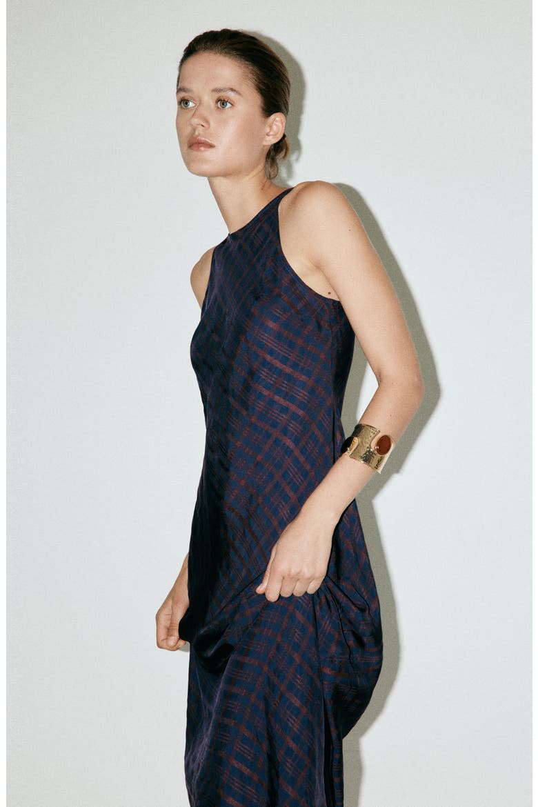 Mimmi Check Print Midi Dress, Alternate, color, BLUE
