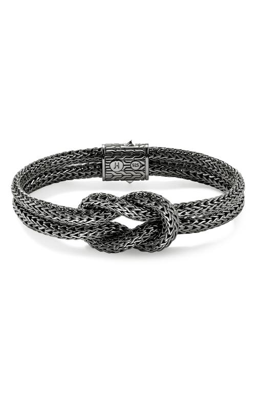 John Hardy Black Rhodium Plated Sterling Silver Love Knot Woven Chain Statement Bracelet In Dark Silver