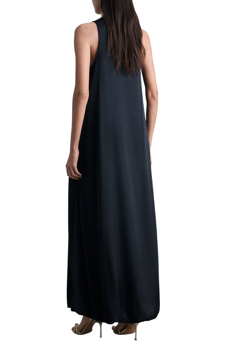 Floral Appliqué Satin Maxi Dress