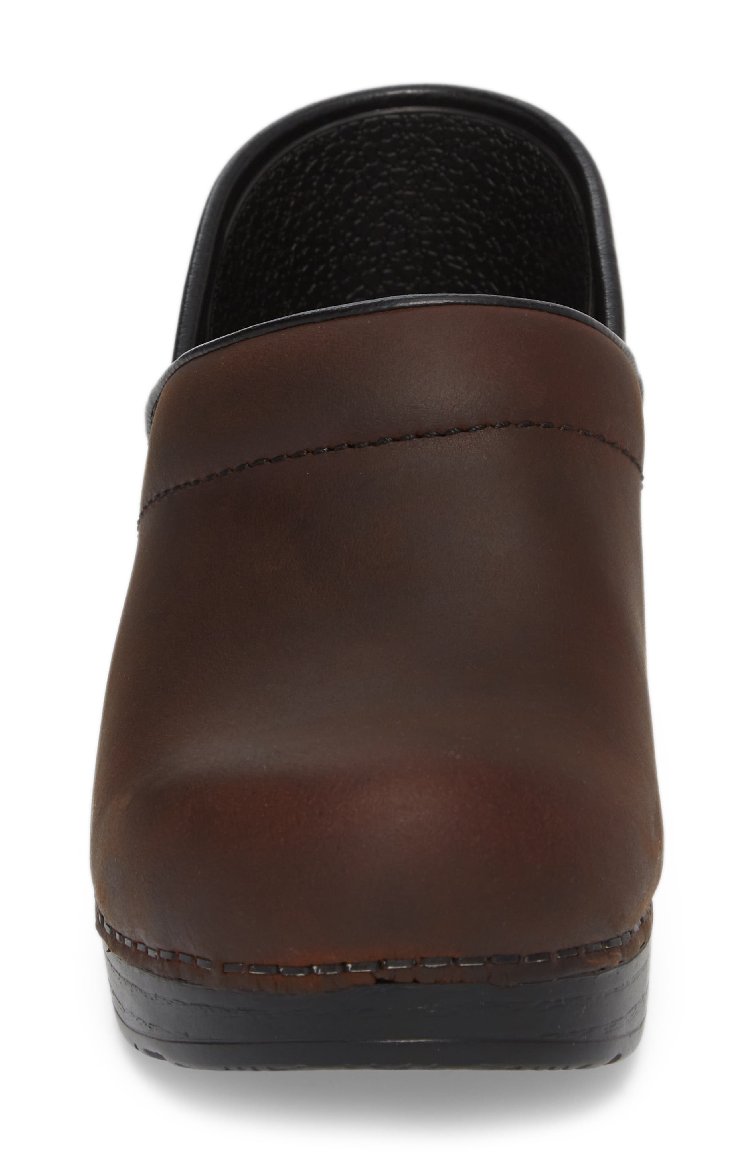 Dansko Wide Pro Clog, Alternate, color, Antique Brown/ Black Leather