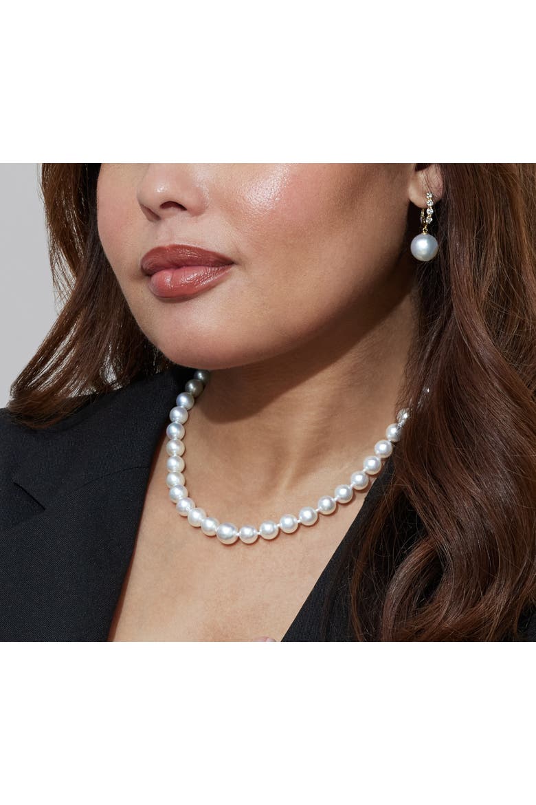 8-10mm White South Sea Pearl Necklace - Premier AAAA Quality, Alternate, color, White Gold Clasp