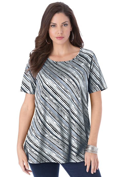 Plus Size Ultimate Cotton Crewneck Short Sleeve Swing Tee (Plus)