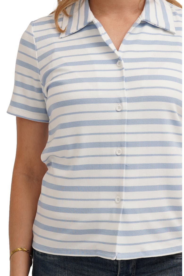 Striped Button Front Shirt, Alternate, color, BONE/ BLUE FALLS