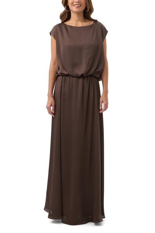 Trina Turk Vantage 2 Blouson Maxi Dress In Brown