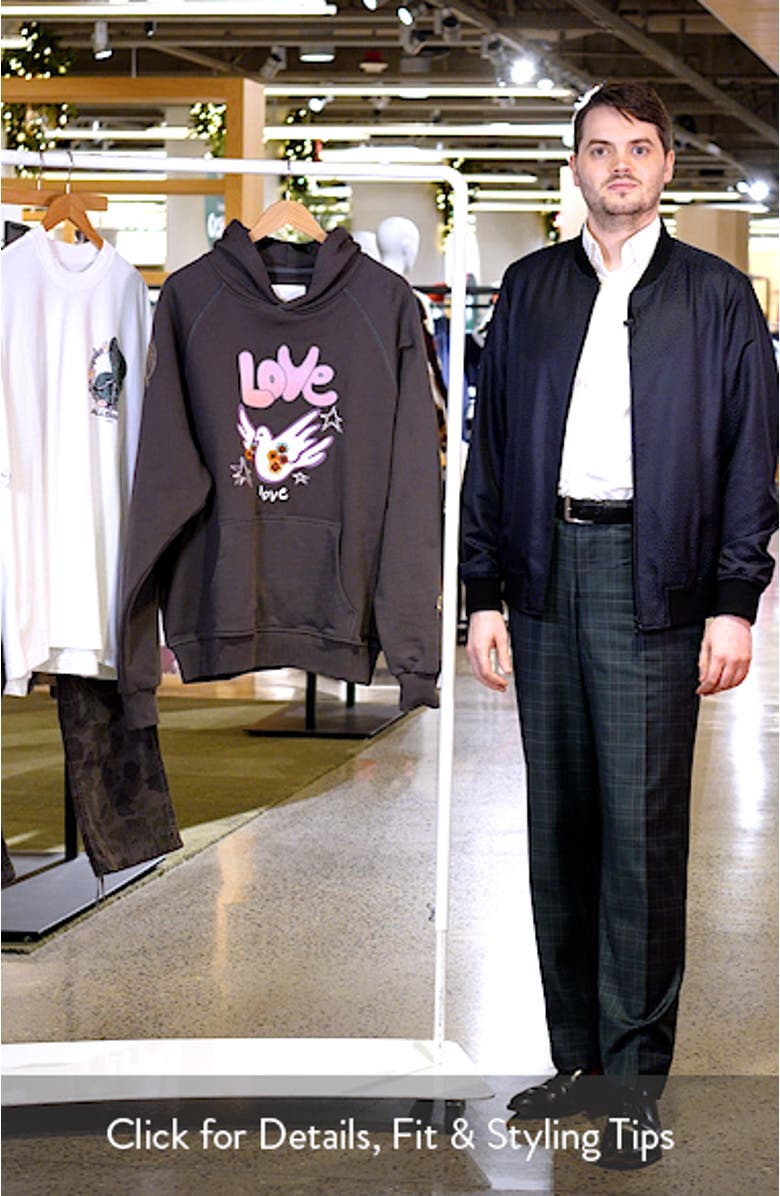 Sweet Bird Graphic Cotton Pullover Hoodie, sales video thumbnail