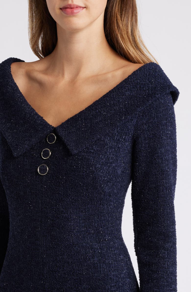 Black Halo Edith Sparkle Knit Long Sleeve Minidress, Alternate, color,