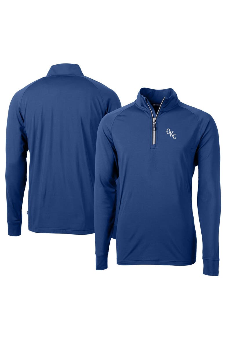 Men's Cutter & Buck  Blue Oklahoma City Baseball Club Adapt Eco Knit Stretch Recycled Big & Tall Quarter-Zip Pullover Top, Main, color, Blue