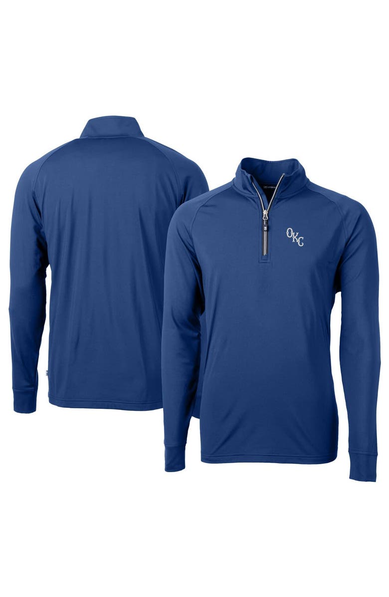 Cutter & Buck Men's Cutter & Buck  Blue Oklahoma City Baseball Club Adapt Eco Knit Stretch Recycled Big & Tall Quarter-Zip Pullover Top, Main, color, 