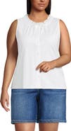 Lands' End Lightweight Jersey Button Front Lace Trim Tank