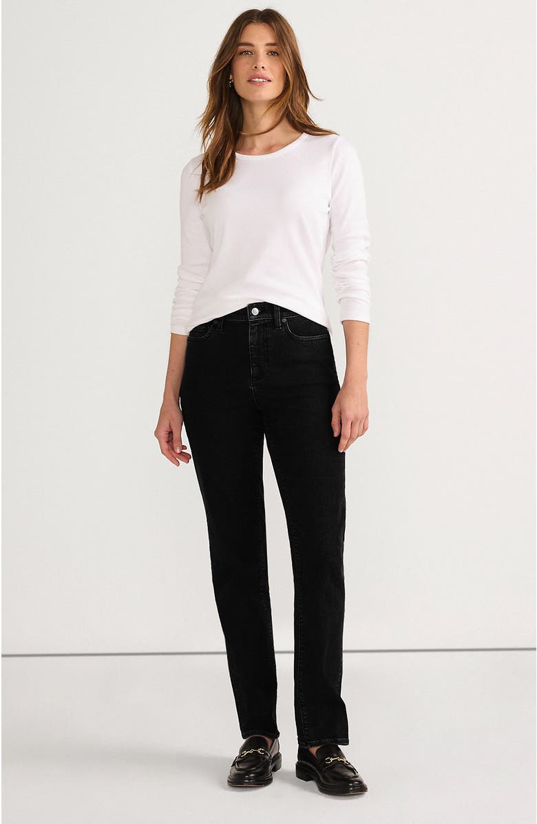 Lands' End Recover Mid Rise Straight Leg Blue Jeans, Main, color, Black