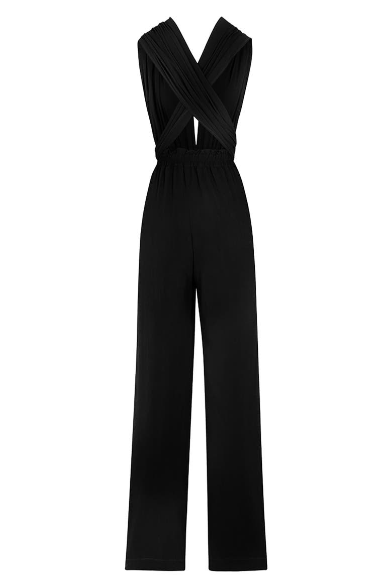 Umy Wrap Jumpsuit, Alternate, color, BLACK