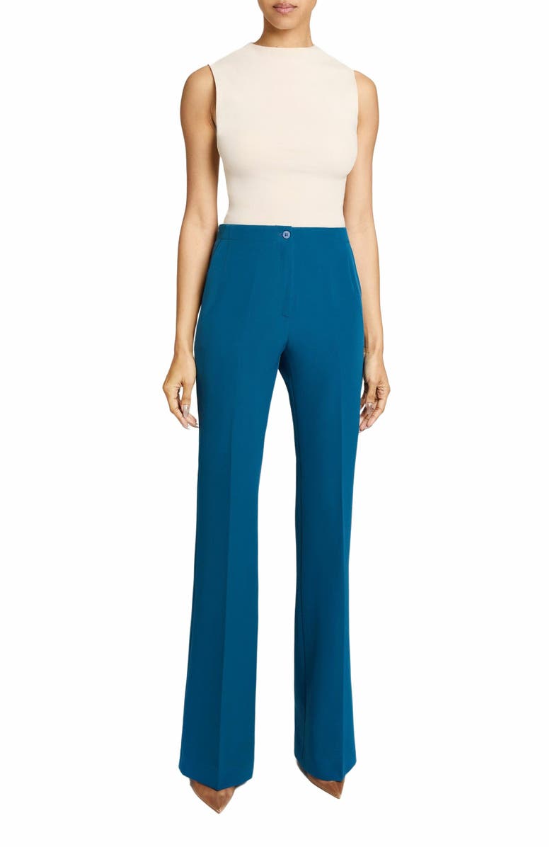 Santorelli BETH Flared Pant in Stretch Techno Crepe, Main, color, Aquamarine