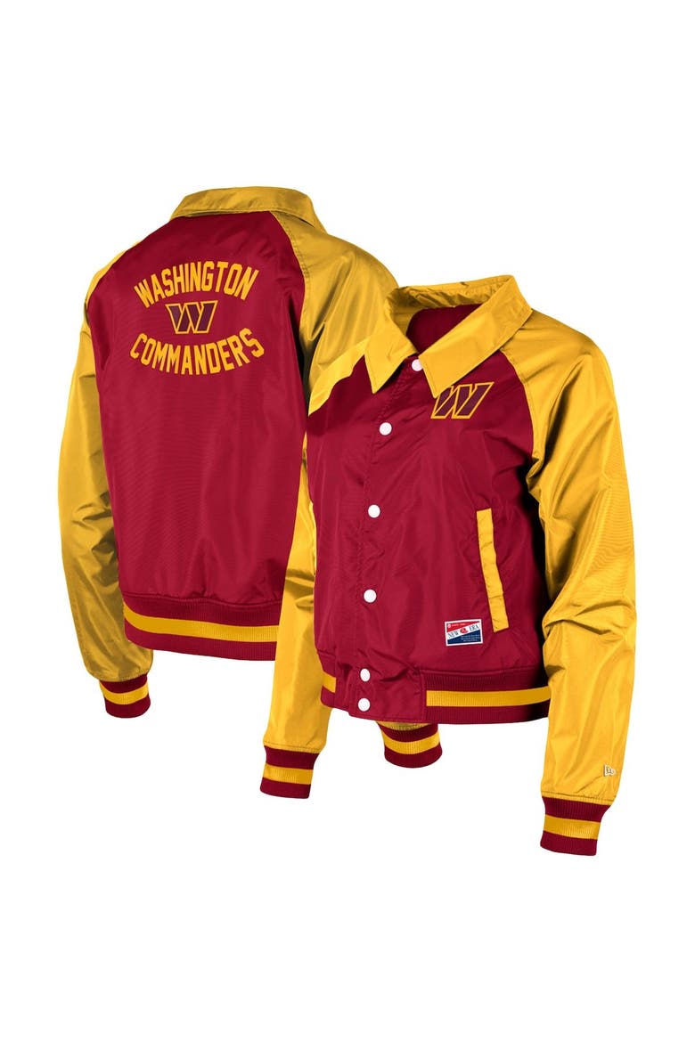 Women's New Era Burgundy Washington Commanders Coaches Raglan Full-Snap Jacket, Main, color, Burgundy