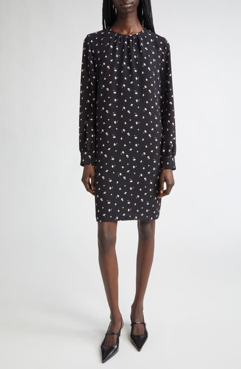 Curve Ginkgo Print Long Sleeve Dress