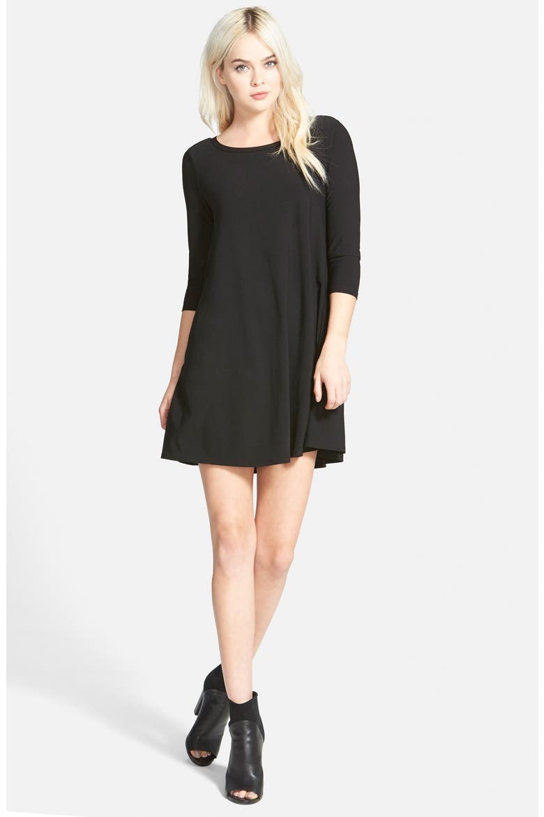 Crepe Trapeze Dress, Main, color, BLACK