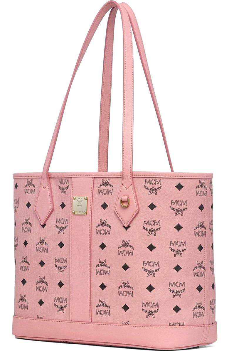 MCM New Small Liz Shopper in Visetos, Alternate, color, Soft Pink