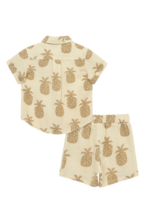 Little Me Pineapple Short Sleeve Button-up Shirt & Shorts Set