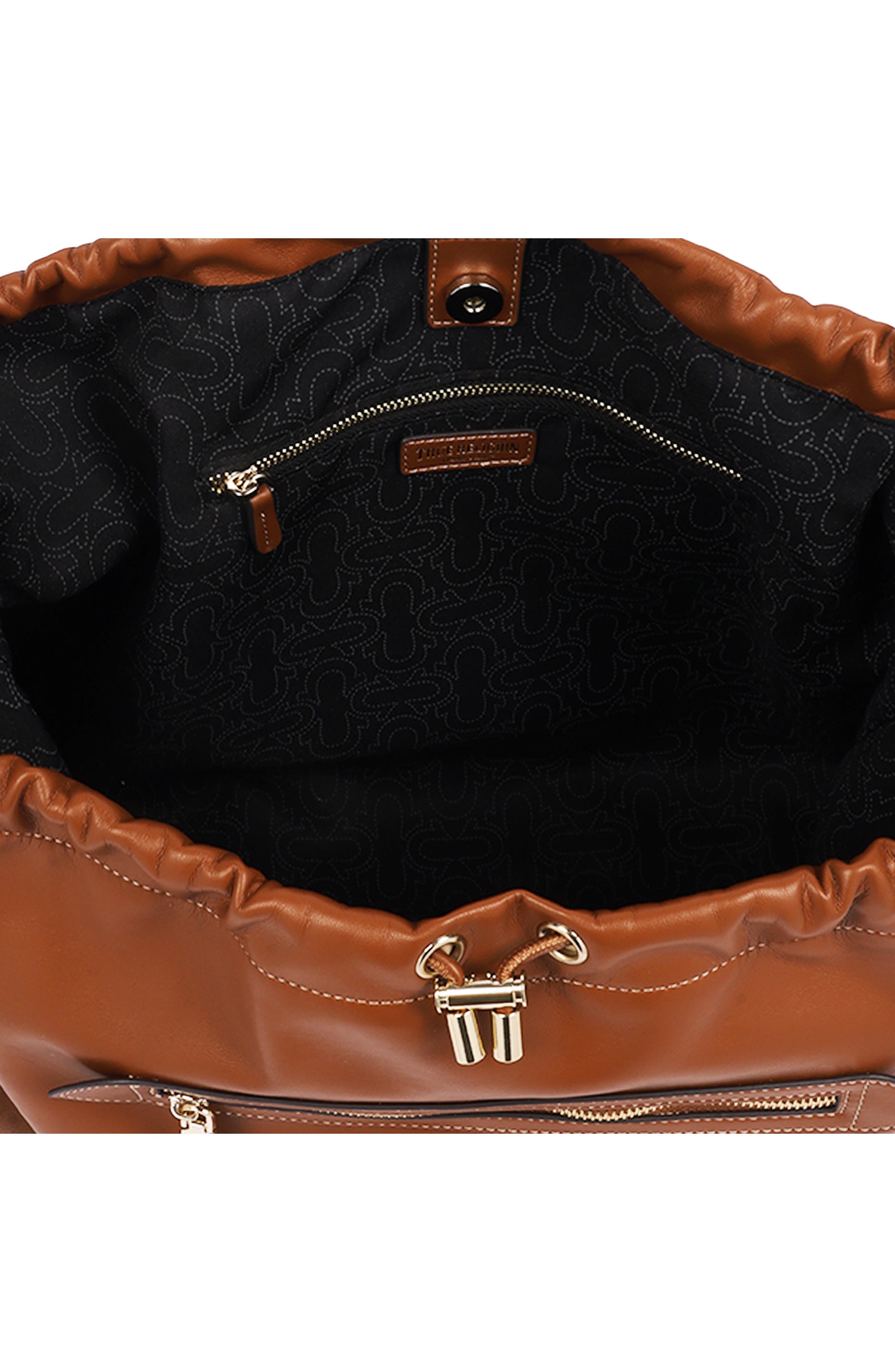 Vintage Chain Faux Leather Soft Hobo Bag, Alternate, color, COGNAC