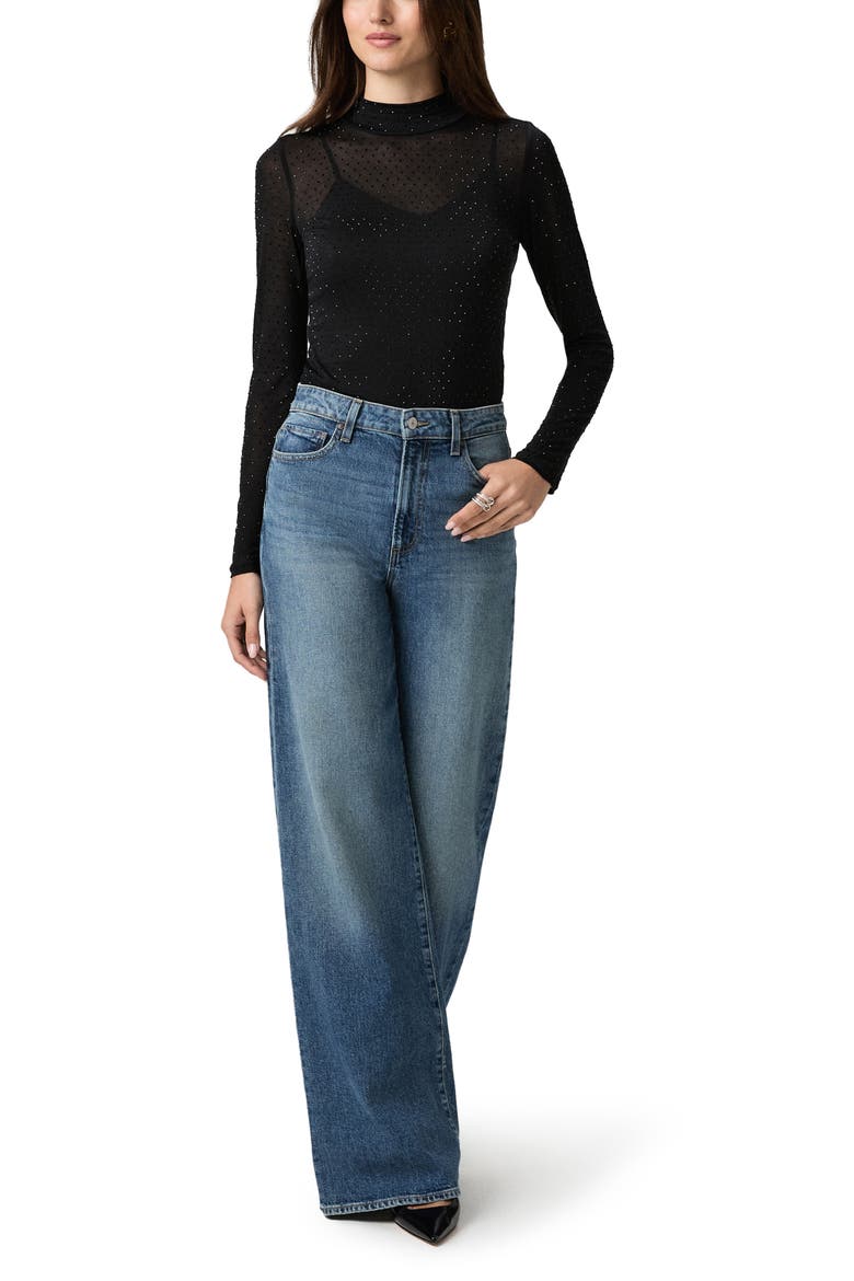 Ursula Mock Neck Top, Alternate, color, BLACK