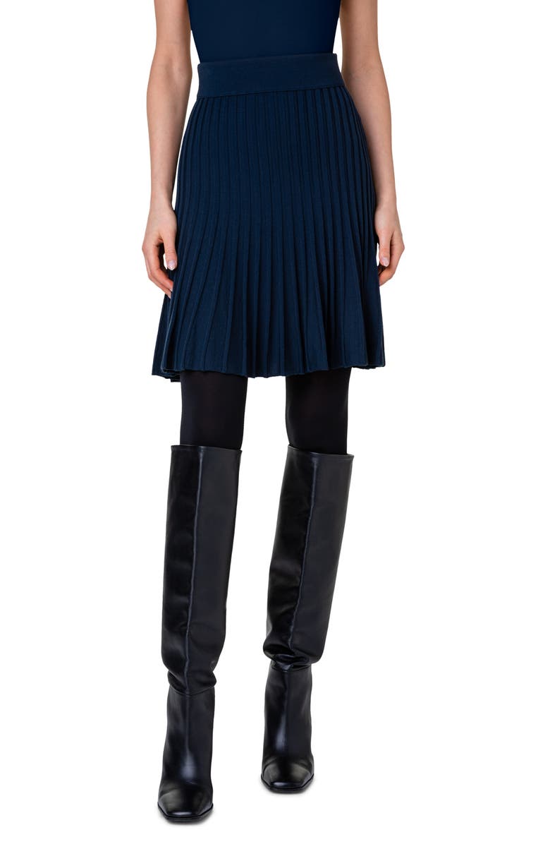 Akris punto Sunray Virgin Wool Rib Skirt, Main, color,