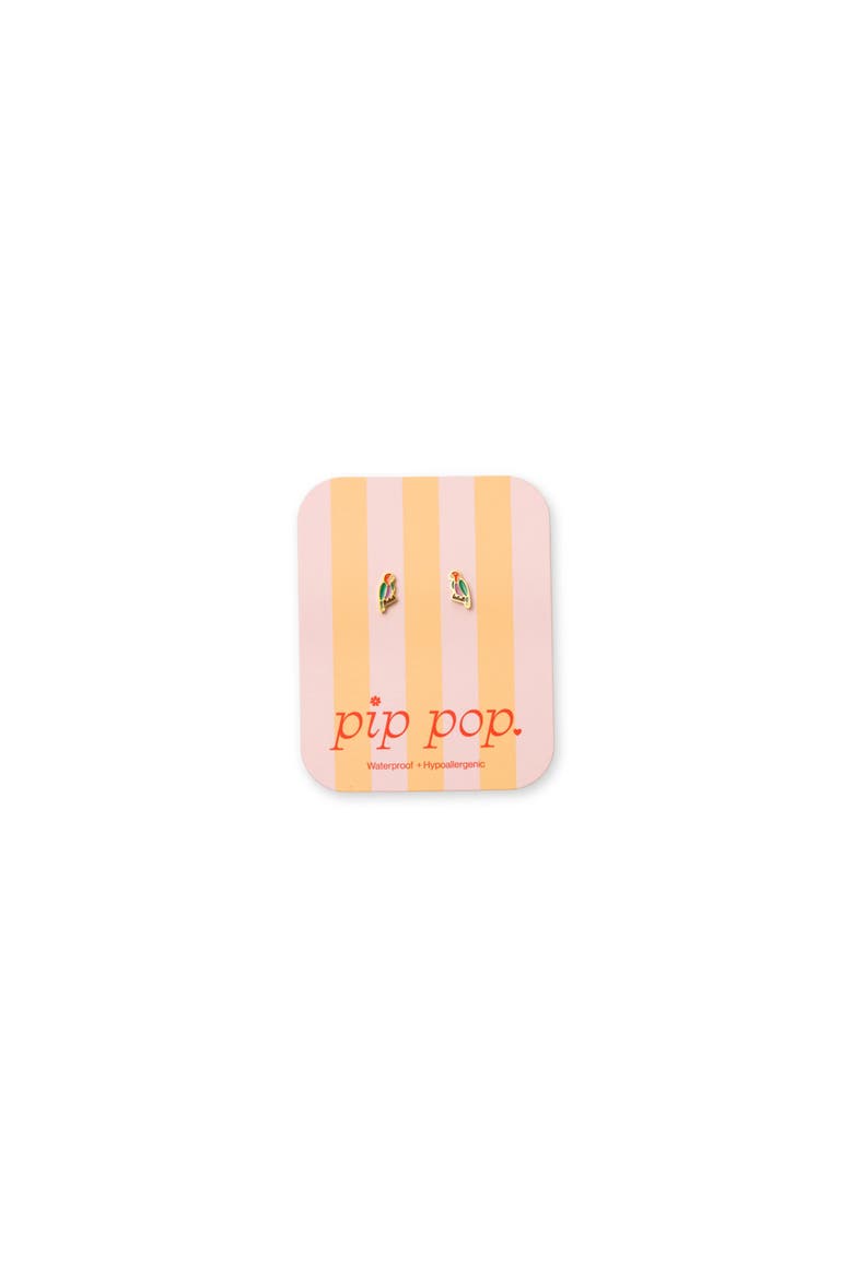 Girls' Parrot Flatback Stud Hypoallergenic Earrings, Alternate, color, Multi