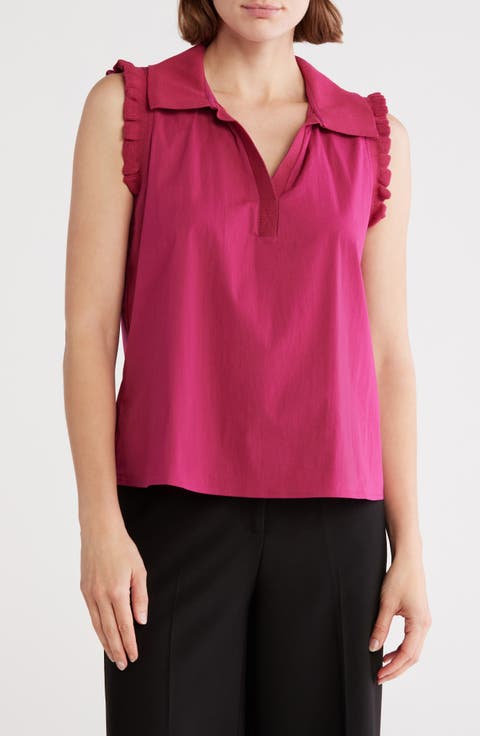 Ruffle Collar Poplin Tank