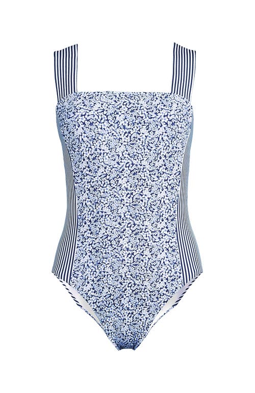 LANDS' END LANDS' END SQUARE NECK HIGH LEG ONE PIECE SWIMSUIT