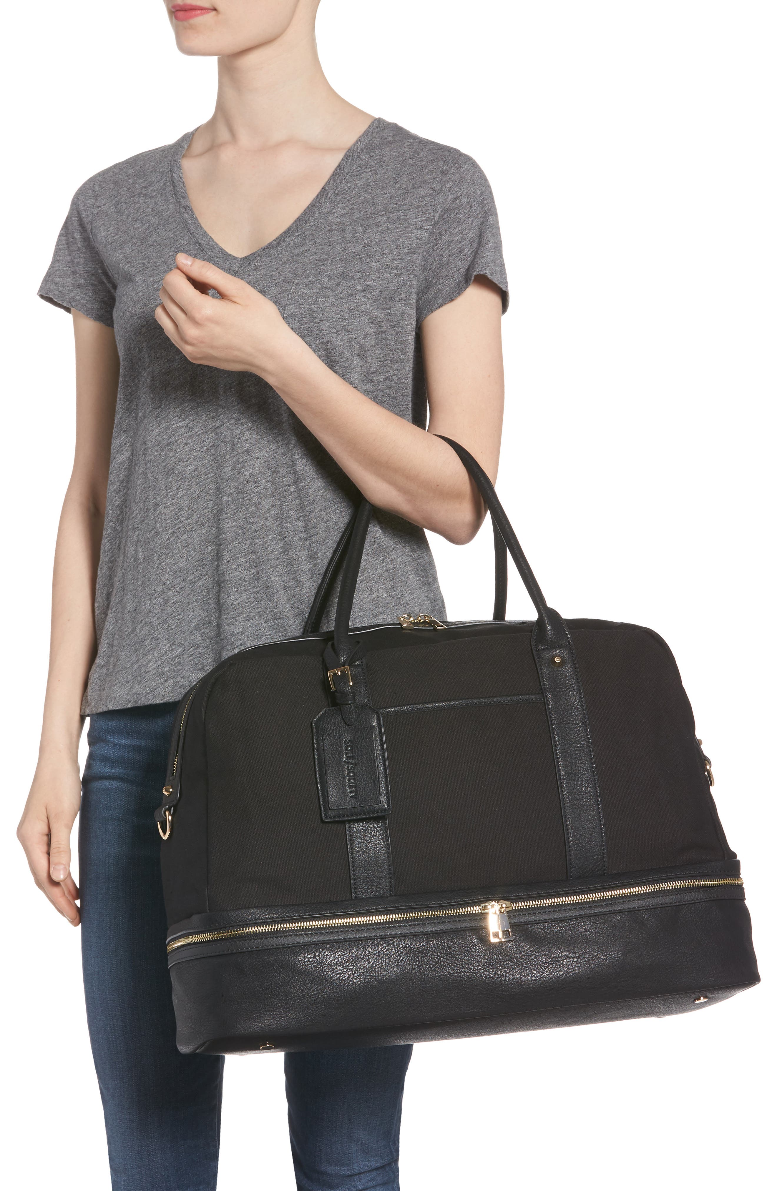 Sole Society Faux Leather Weekend Bag, Alternate, color, 