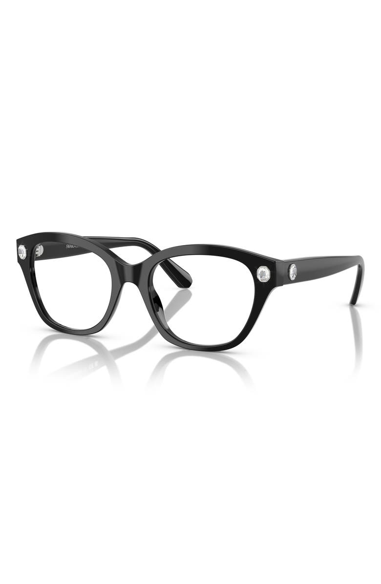 Swarovski 51mm Pillow Optical Glasses, Alternate, color, Black