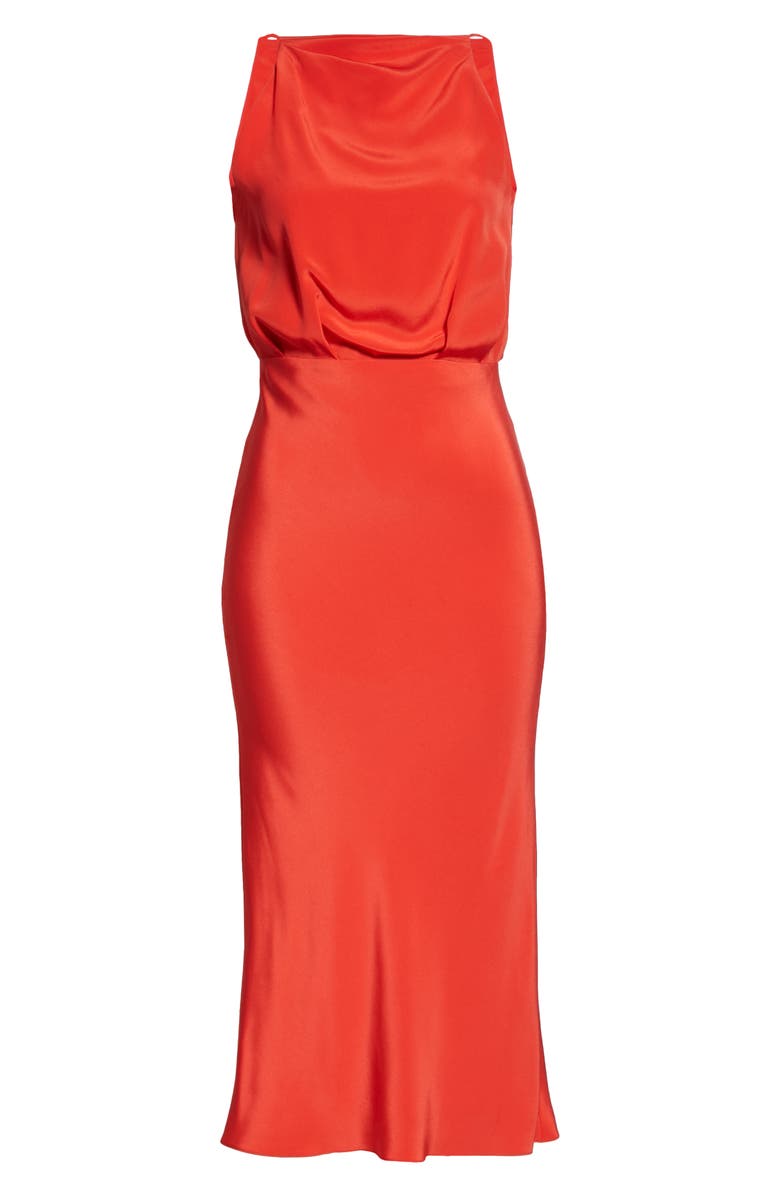 CUSHNIE Tie Back Silk Midi Sheath Dress, Alternate, color,