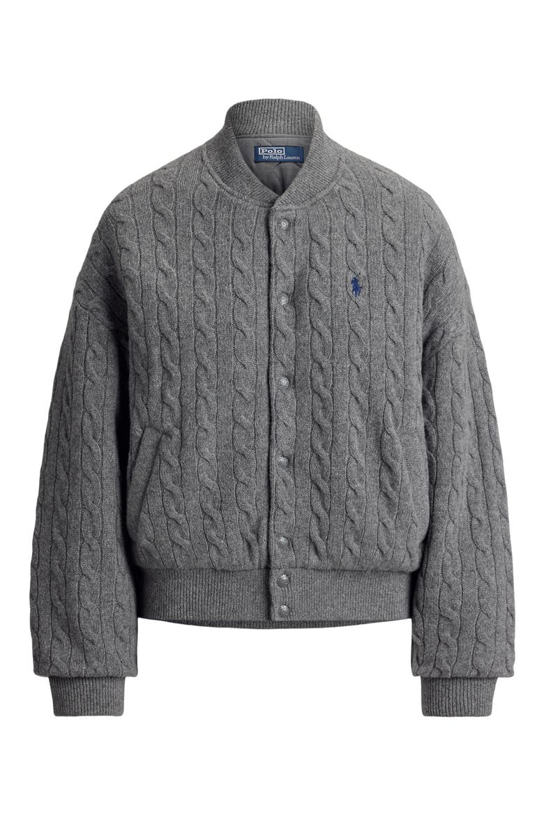 Wool & Cashmere Bomber Jacket, Alternate, color, FLANNEL GREY HEATHER