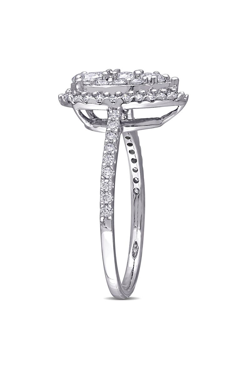 Diamond Composite Pear Halo Ring 10k, Alternate, color, 10k White Gold