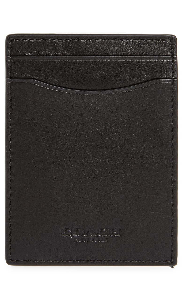 COACH Money Clip Leather Card Case, Main, color, 