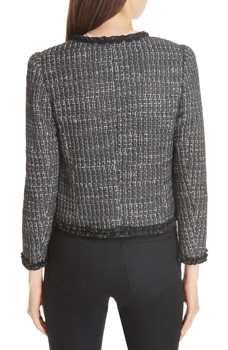 Rebecca Taylor Ruffle Trim Tweed Jacket, Alternate, color,
