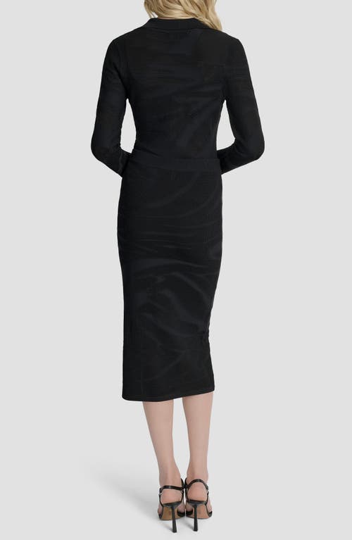 Dkny Zebra Stripe Knit Pencil Skirt In Black