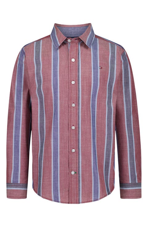 Kids' Track Stripe Button-Up Shirt