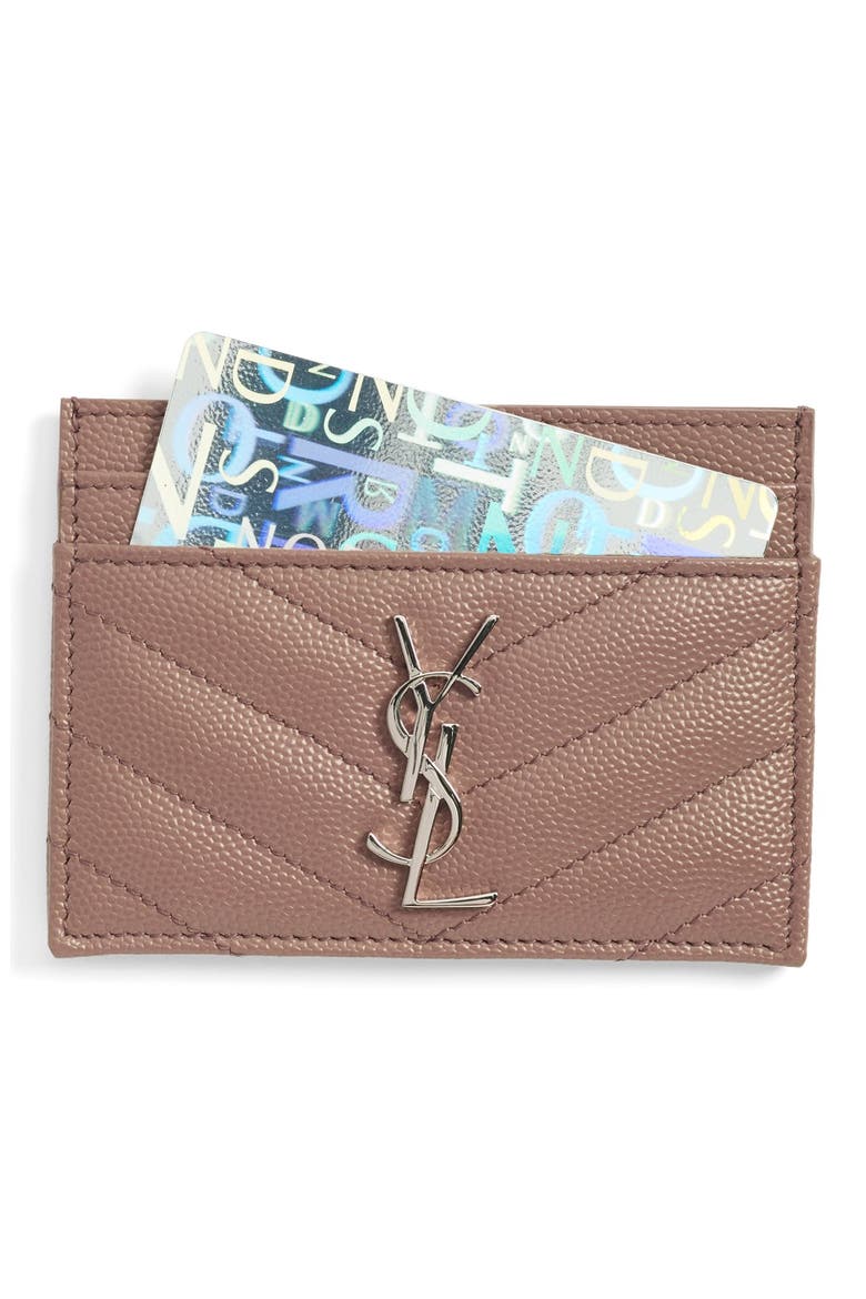 Monogram Leather Credit Card Case, Main, color, FARD