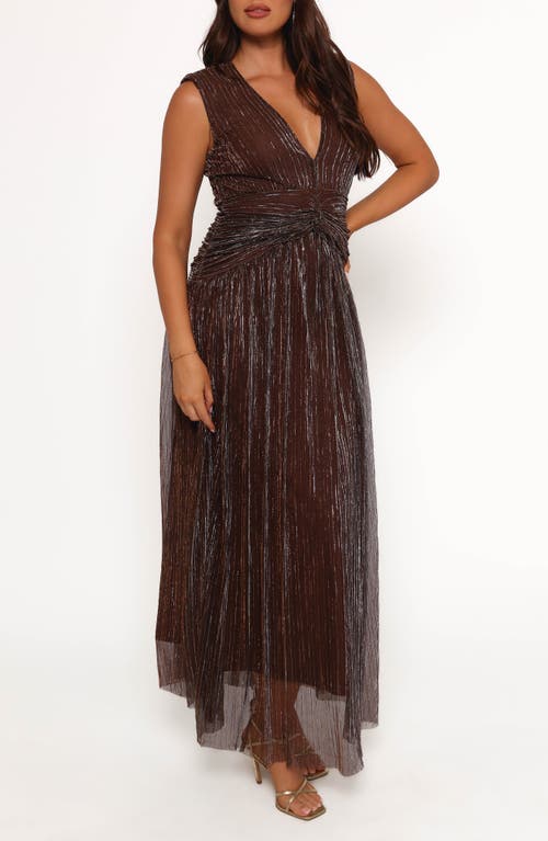 Petal And Pup Petal & Pup Cara Metallic Maxi Dress In Brown