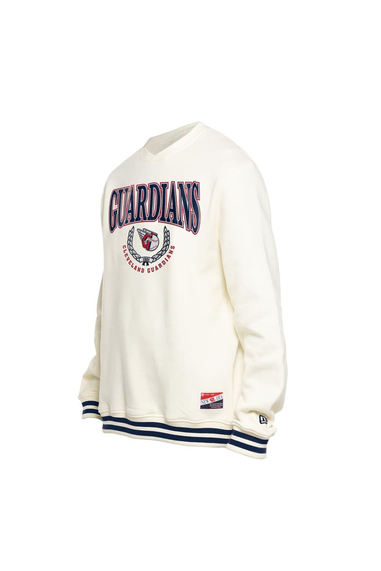 Men's New Era White Cleveland Guardians Throwback Sweatshirt, Alternate, color, Cream