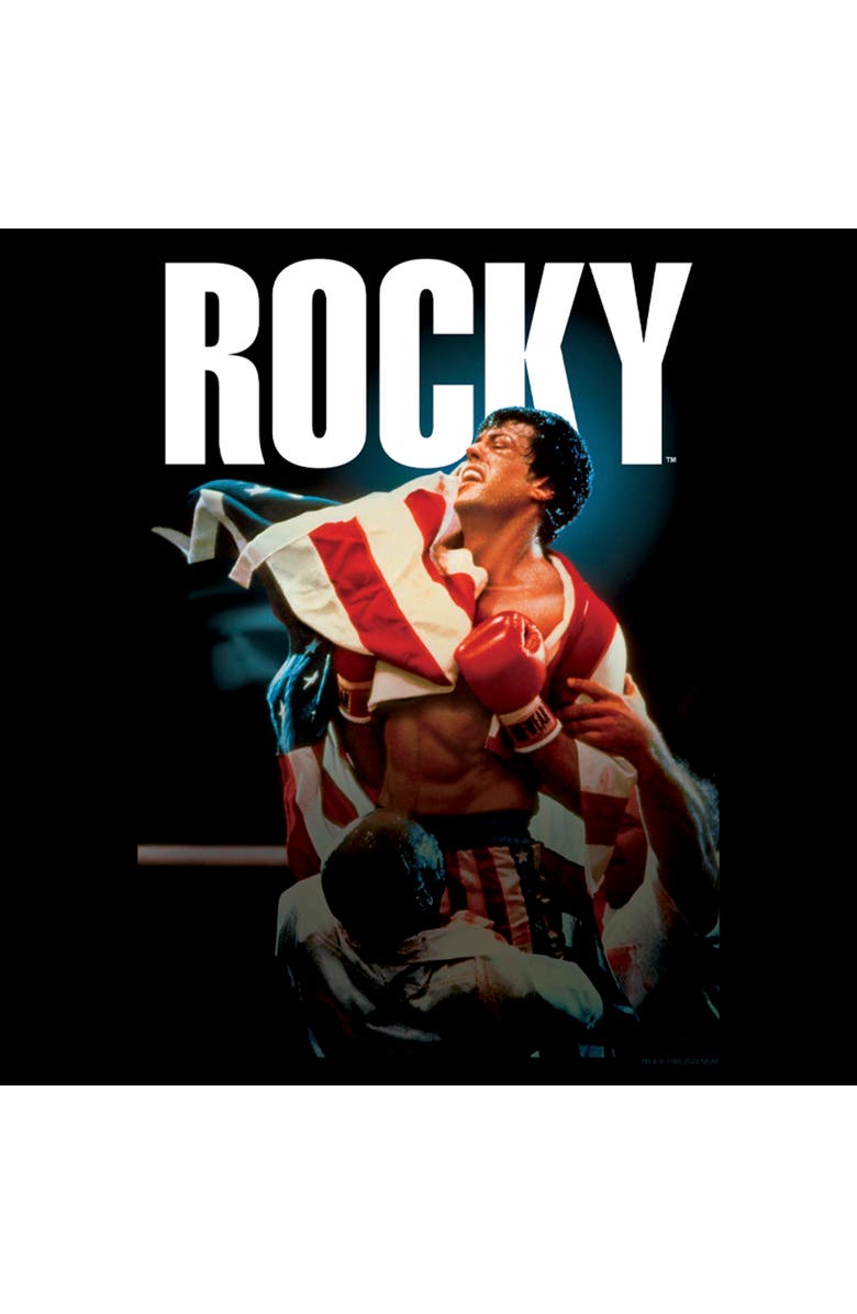 Rocky IV Men's Rocky IV American Flag Movie Poster Graphic T-Shirt, Alternate, color, Black