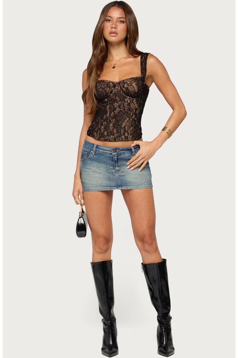 Sakia Lace Corset Tank, Alternate, color, BLACK