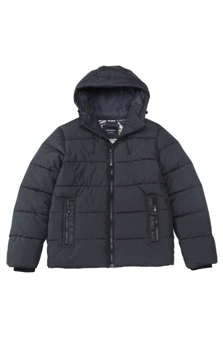 Rokka&Rolla Heavyweight Thermal Heat Puffer Jacket, Alternate, color, Black Stone