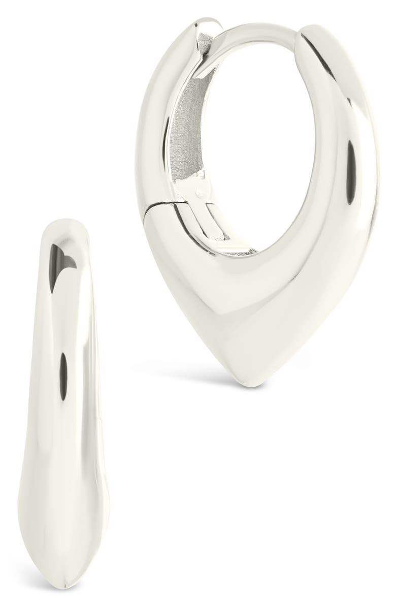 Sterling Forever Colby Pointed Teardrop Hoop Earrings, Main, color, Silver