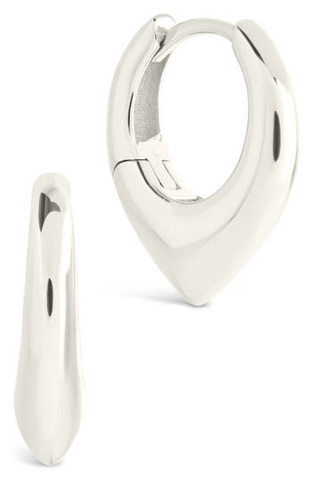 Sterling Forever Colby Pointed Teardrop Hoop Earrings In Silver