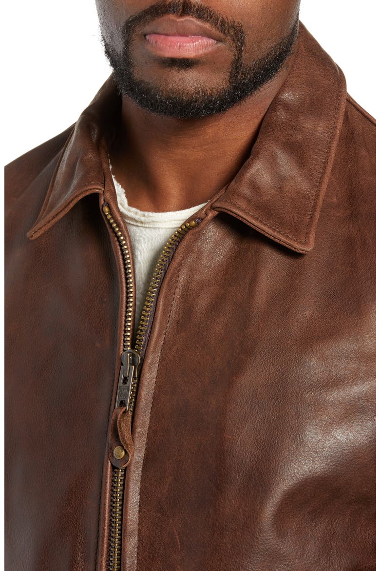 Waxy Naked Buffalo Leather Delivery Jacket, Alternate, color, BROWN