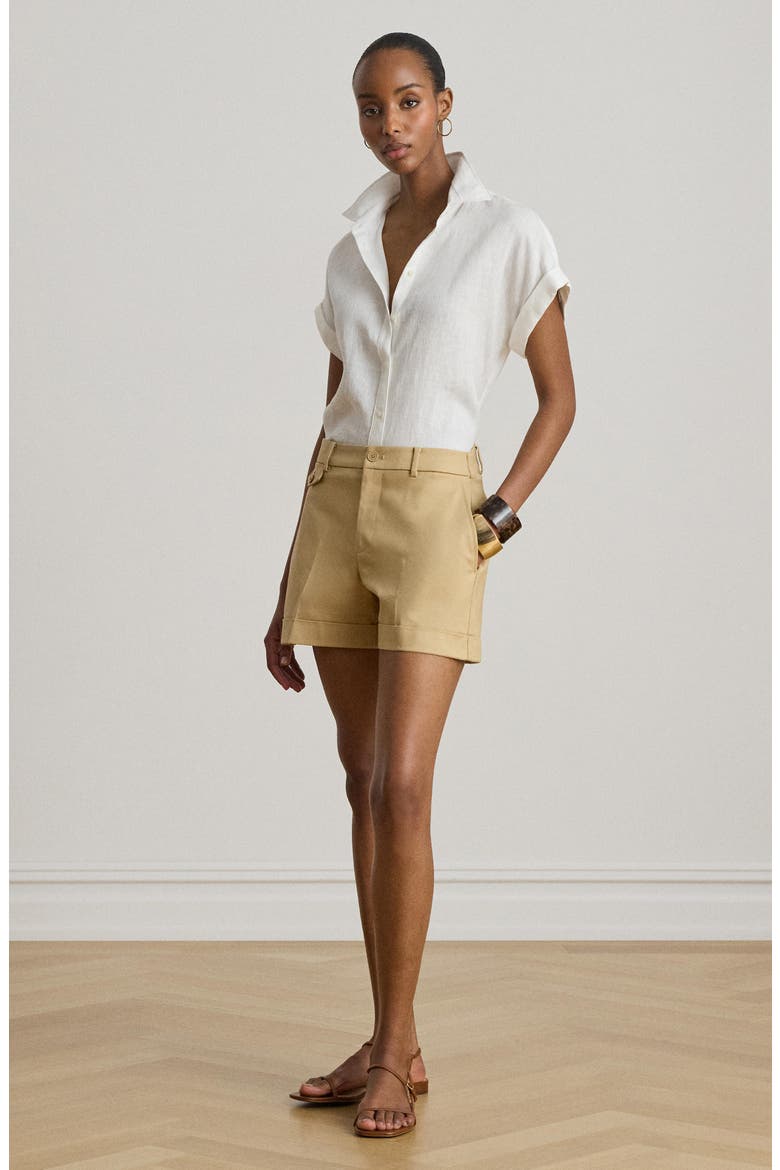 Yernalie Stretch Cotton Shorts, Alternate, color, BIRCH BEIGE