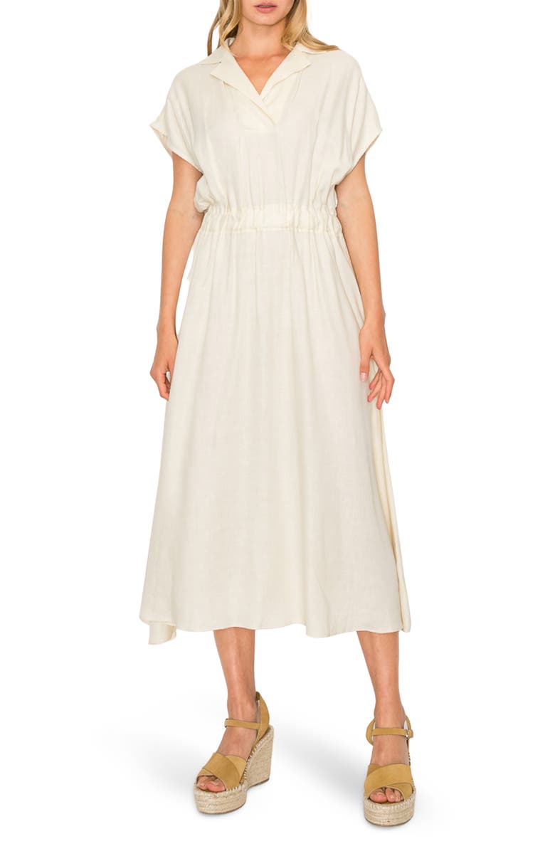 MELLODAY Notch Collar Short Sleeve Midi Dress, Main, color, 