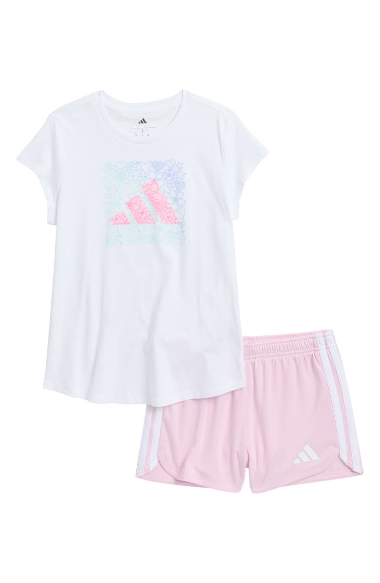 adidas Kids' Logo Graphic T-Shirt & Mesh Shorts Set, Main, color, 