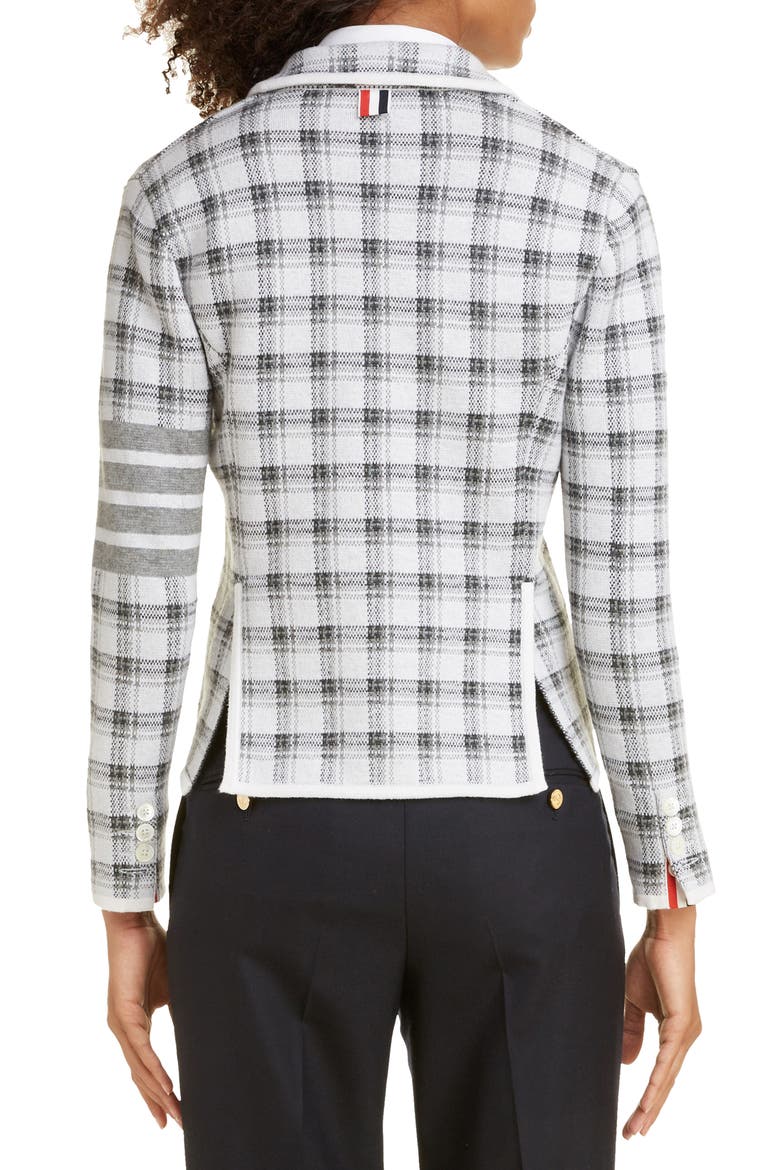 Check Jacquard Cashmere & Wool Sweater Jacket, Alternate, color, LIGHT GREY