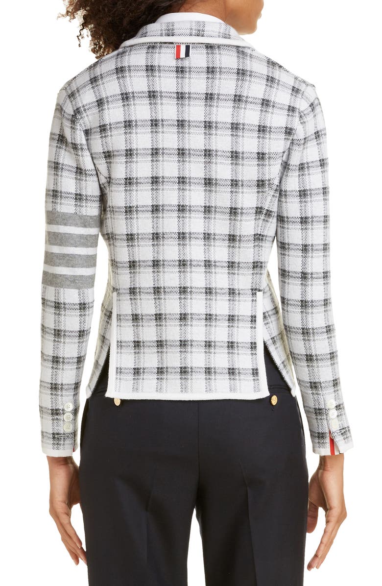 Thom Browne Check Jacquard Cashmere & Wool Sweater Jacket, Alternate, color, 